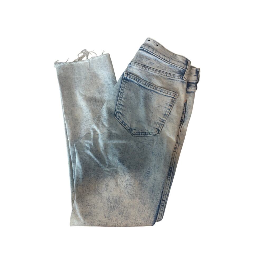 Gap Vintage Slim High Rise Jeans 28R Acid Wash Raw Hem Cropped Ankle Denim Flaw